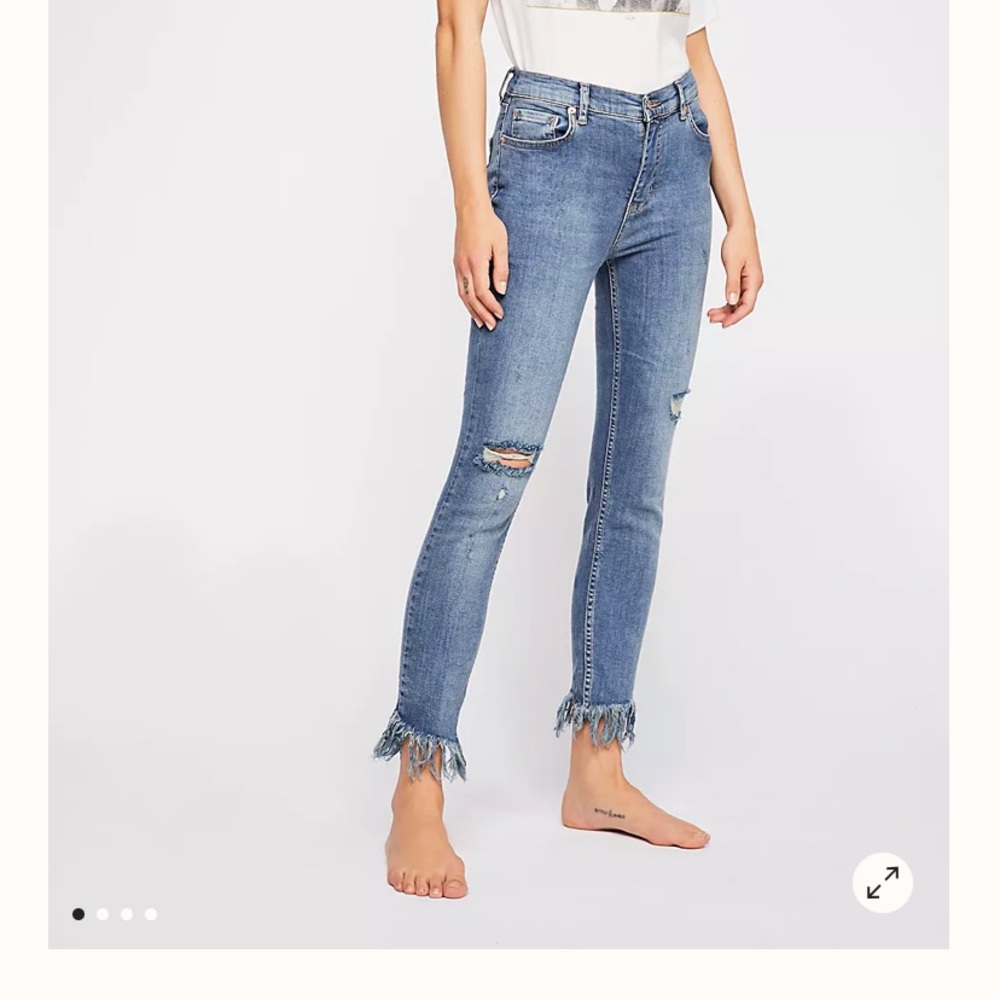 Free People Great Heights Frayed Skinny Jeans